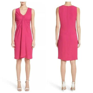NWOT MICHAEL KORS Collection Italy Fuchsia Pink Gathered Silk Dress Sz 10